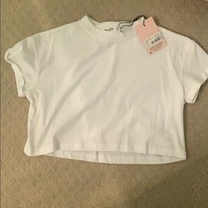White Cropped Tee